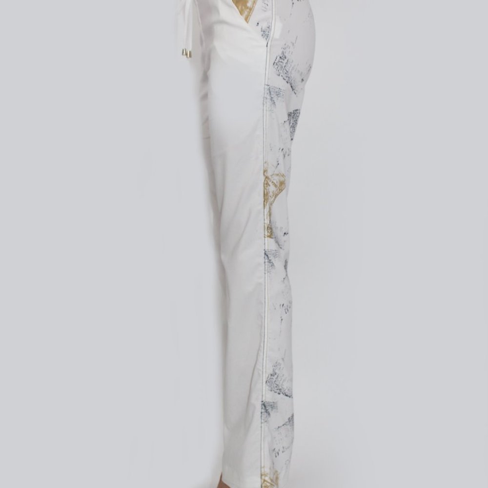 Mixed Fabric Drawstring Pants - Picture 2 of 6